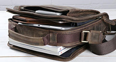 Cool Coffee Vintage Leather Mens Messenger Bags Shoulder Bag for Men