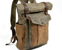 Waxed Canvas Mens Backpack Canvas Travel Backpacks Canvas School Backpack for Men