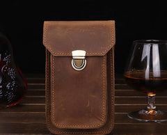 Leather Mens Cigarette Case with Belt Loop Cell Phone Holster Belt Pouch for Men