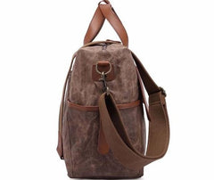 Mens Canvas Leather Briefcase Handbag Laptop Bag Business Bag for Men