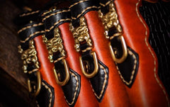 Handmade Leather Mens Chain Biker Wallet Cool Leather Wallet Long Clutch Wallets for Men - imessengerbags