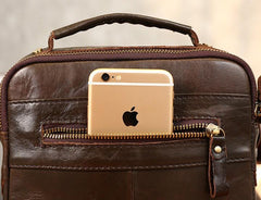 Cool Coffee Small Leather Mens Side Bag Messenger Bag Shoulder Bag for Men