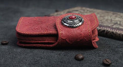 Handmade Leather Floral Mens Cool Biker Wallet Leather Wallet Men billfold Wallets Bifold for Men - imessengerbags