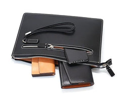 Cool Handmade Leather Mens Wristlet Bag Clutch Zipper Clutch for Men