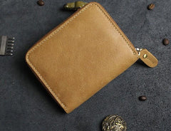 Handmade Leather Mens Cool Slim Leather Wallet Men Zipper billfold Wallets Bifold for Men - imessengerbags