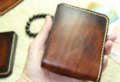 Vintage Leather Mens Slim Small Wallet Leather Small Wallets for Men - imessengerbags