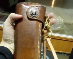 Handmade Leather Biker Wallet Mens Cool Chain Wallet Trucker Wallet with Chain