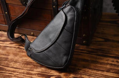 Genuine Leather Mens Cool Chest Bag Sling Bag Crossbody Bag Travel Bag Hiking Bag for men - imessengerbags