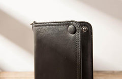 Cool Black Wristlet Wallet Leather Mens Long Wallet Long Wallet for Men - imessengerbags
