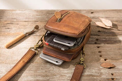 Leather Belt Pouch Belt Cases Mens Waist Bag Small Shoulder Bag for Men - imessengerbags