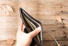 Braided Leather Mens Small Wallets Bifold Slim Front Pocket Wallet for Men - imessengerbags