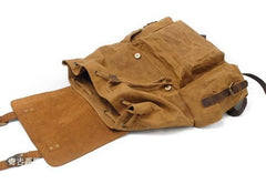 Tan Waxed Canvas School Backpack College Backpack 