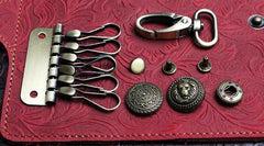 Handmade Leather Floral Mens Cool Key Wallet Wallet Card Holder Small Card Keychain Wallets for Men - imessengerbags