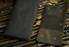Cool Leather Mens Long Wallet Vintage Leather Long Wallet for Men - imessengerbags
