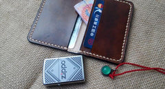 Mens Leather Slim Front Pocket Bifold Small Wallets Card Wallet for Men - imessengerbags