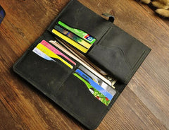 Vintage Slim Leather Long Wallet for Men Bifold Coffee Wallet - imessengerbags
