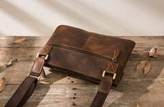 Vintage Leather Mens Cool Messenger Bag Shoulder Bags  for Men