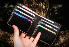 Handmade Leather Chinese Lion Tooled Mens billfold Wallet Cool Leather Wallet Slim Wallet for Men - imessengerbags