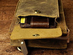 Mens Leather Small Belt Pouch Side Bag Waist Pouch COURIER BAG Holster Belt Case for Men - imessengerbags
