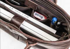 Genuine Leather Mens Briefcase Messenger Bag Laptop Bag Shoulder Bag for men