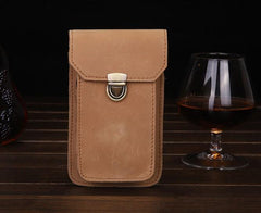 Leather Mens Cigarette Case with Belt Loop Cell Phone Holster Belt Pouch for Men