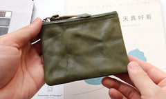 Leather Mens Zipper Front Pocket Wallet Small Wallet Card Wallet Change Wallet for Men