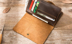 Vintage Slim long Wallets Leather Mens Coffee Wallet Long Wallet for Men - imessengerbags