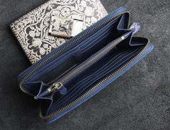 Handmade Leather Floral Mens Cool Travel Long Wallet Card Holder Card Slim Clutch Wallets for Men - imessengerbags