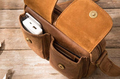 Cool Small Leather Mens Shoulder Bags Messengers Bag for Men