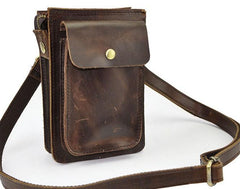 Mens Leather Small Belt Pouch Side Bag Waist Pouch COURIER BAG Holster Belt Case for Men - imessengerbags