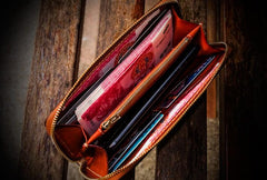 Handmade Leather Mens Tibetan Chain Biker Wallet Cool Leather Wallet Long Clutch Wallets for Men - imessengerbags