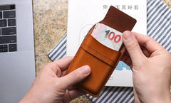 Badass Leather Mens Card Wallet Front Pocket Wallets Small Slim Wallet Change Wallet for Men - imessengerbags