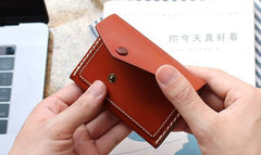Leather Mens Card Wallet Front Pocket Wallet Small Slim Wallet Change Wallet for Men - imessengerbags