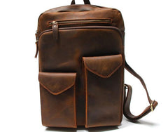 Cool Brown Leather Mens Backpack Travel Backpacks Laptop Backpack for men - imessengerbags