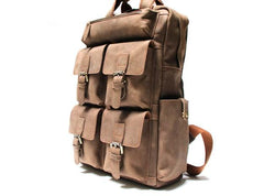 Vintage Coffee Mens Leather Backpacks Travel Backpacks Laptop Backpack for men