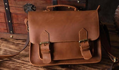 Handmade Leather Mens Cool Messenger Bag Briefcase Work Bag Business Bag for men