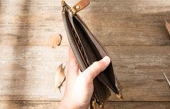 Cool Canvas Leather Mens Bifold Long Cards Wallet Long Wallet for Men - imessengerbags