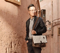 Mens Canvas Cool Side Bag Messenger Bag Canvas Handbag Canvas Tote for Men