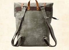 Cool Canvas Leather Gray Travel Bag Mens Backpack Canvas Canvas School Bag for Men - imessengerbags