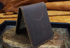 Handmade Leather Floral Mens License Wallets Cool Short Wallet Card Holder Small Card Slim Wallets for Men