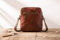 Black Small Leather Mens Shoulder Bags Messenger Bags for Men
