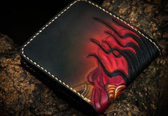 Handmade Leather Mah¨¡k¨¡la Tooled Mens billfold Wallet Cool Leather Wallet Slim Wallet for Men - imessengerbags