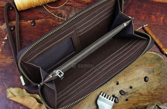 Handmade Leather Mens Tooled Indian Cool Zipper Phone Travel Long Wallet Card Holder Card Slim Clutch Wallets for Men - imessengerbags