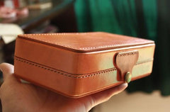 Handmade Leather Mens Box Wallet Wristlet Clutch Wallet Cigarette Box for Men