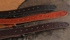 Genuine Leather Punk Rock Biker Trucker Tooled Floral Mens Belt Men Black Coffee Belt for Men