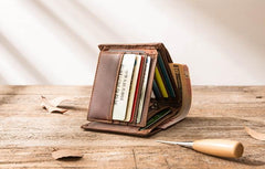 Vintage Leather Mens Small Wallets Bifold Slim billfold Wallet for Men