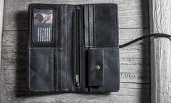 Vintage Leather Long Wallets for men Bifold Men Long Wallet - imessengerbags