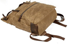 Waxed Canvas Leather Mens Backpack Canvas Travel Backpack Canvas School Backpack for Men