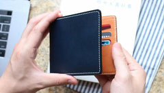 Leather Mens Small Wallet Slim Wallet Front Pocket Wallet Card Wallet for Men