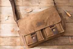 Waxed Canvas Messenger Bags for men Vintage Shoulder Bag for men